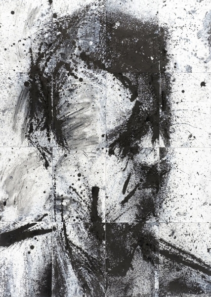 Head Of Donald 6 Original Painting Portrait Made With Ink And Acrylic